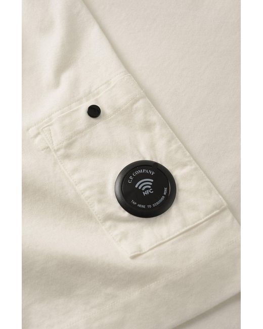 C P Company White 30/2 Heavy Cotton Lens T Shirt for men