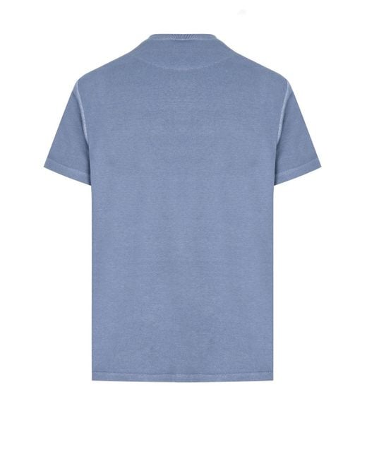 Stone Island Blue Patch Logo Cotton T Shirt for men