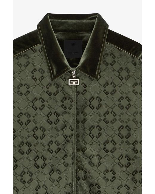 Givenchy Green Monogram Velvet Jacket for men