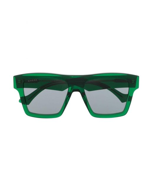 Gucci Green Acetate Rectangular Frame Sunglasses