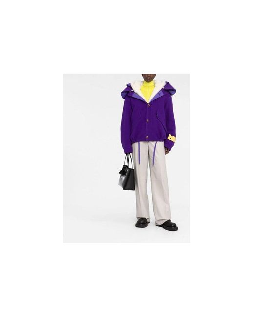 Off-White c/o Virgil Abloh Purple Wool Hooded Parka
