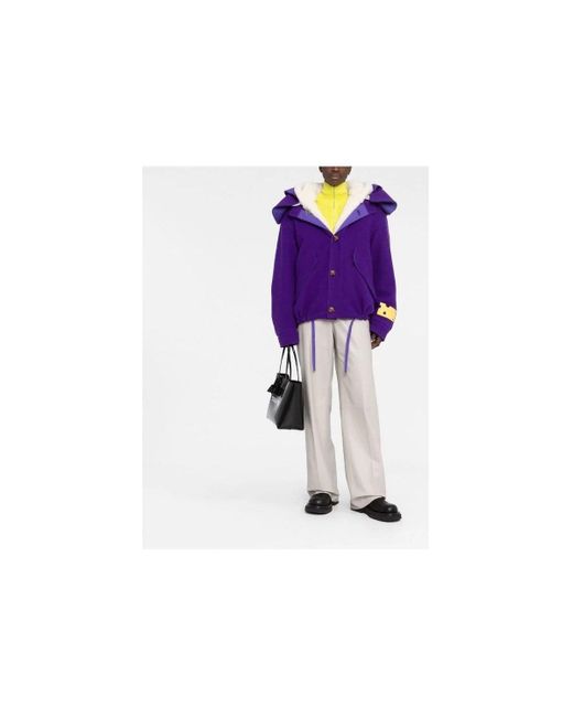 Off-White c/o Virgil Abloh Purple Wool Hooded Parka