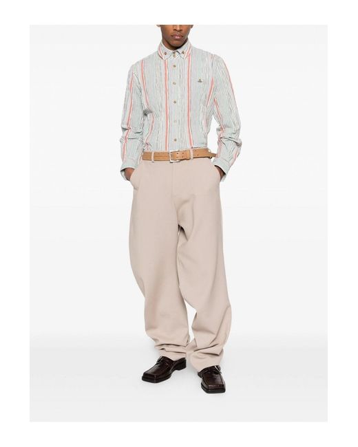 Vivienne Westwood White 2 Button Stripe Krall Shirt for men