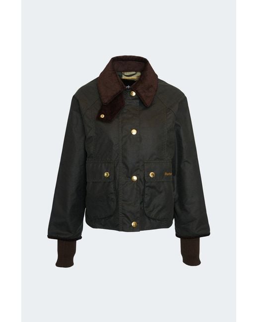 Barbour Black Cropped Beadnell Waxjacket