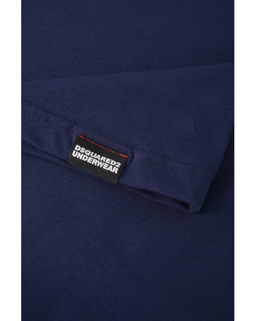 DSquared² Blue Branded Crewneck Cotton T Shirt for men