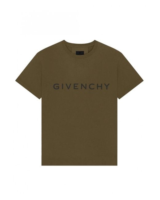Givenchy Green Slim Fit Logo Cotton T Shirt for men