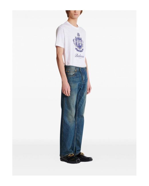 Balmain Blue Low Waist Denim Jeans for men