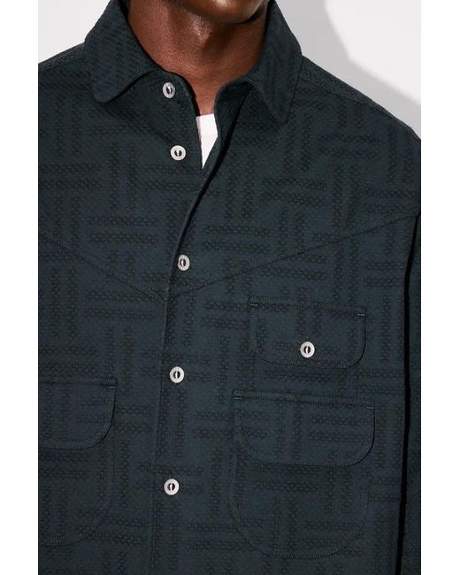 KENZO Blue Weave Workwear Overshirt for men