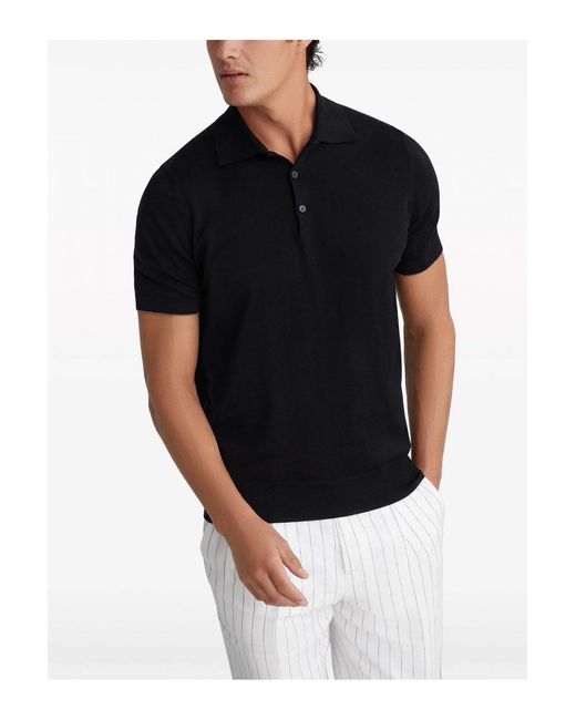 Brunello Cucinelli Black Knitted Polo for men