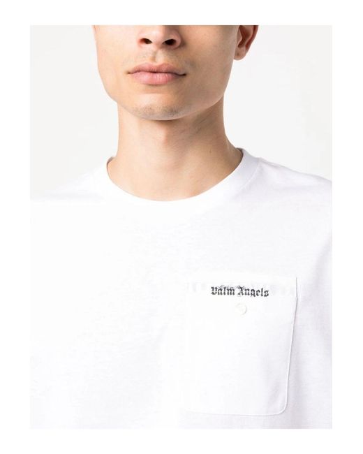 Palm Angels White Sartorial Tape Pocket Tee for men