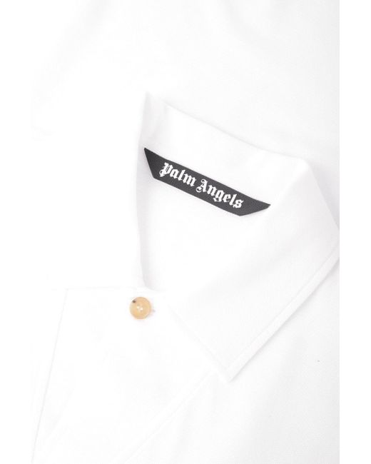 Palm Angels White Sartorial Tape Button Polo for men