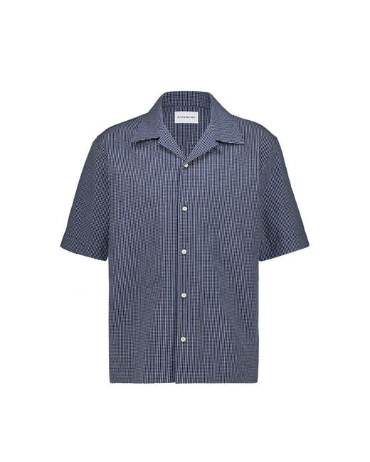 Givenchy Blue Embroidered Logo Ss Shirt for men