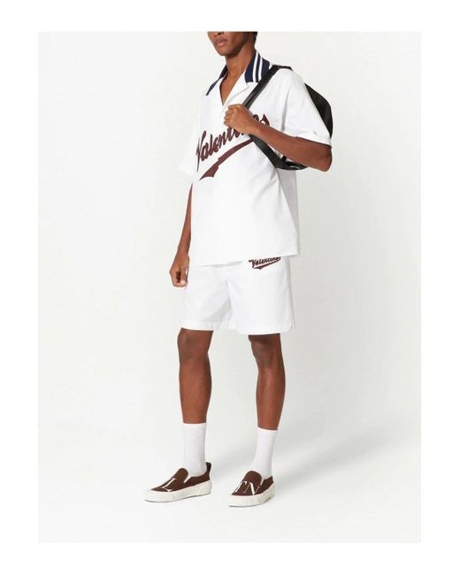 Valentino White Popeline Twill Shorts for men