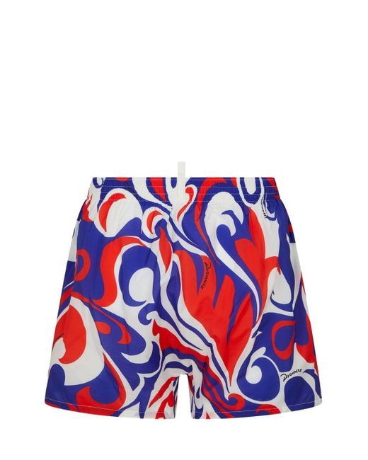 DSquared² Red Swirl Swimshorts for men