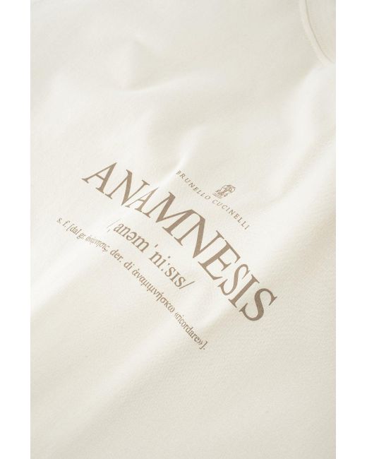 Brunello Cucinelli White Text T Shirt for men