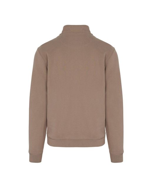 Belstaff Brown Patch Logo 1/4 Zip Sweatshirt for men