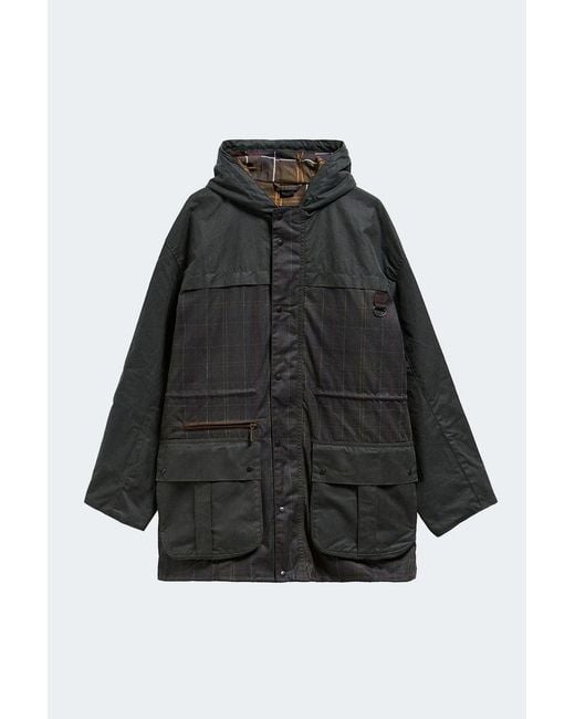 Barbour Black Cons Tartan Durham Waxjacket for men