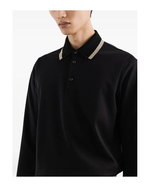 Dolce & Gabbana Black Contrast Trim Ls Polo for men
