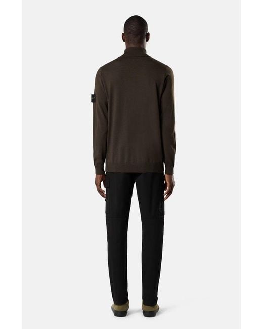 Stone Island Black Wool 5100025 T Neck Sweater for men