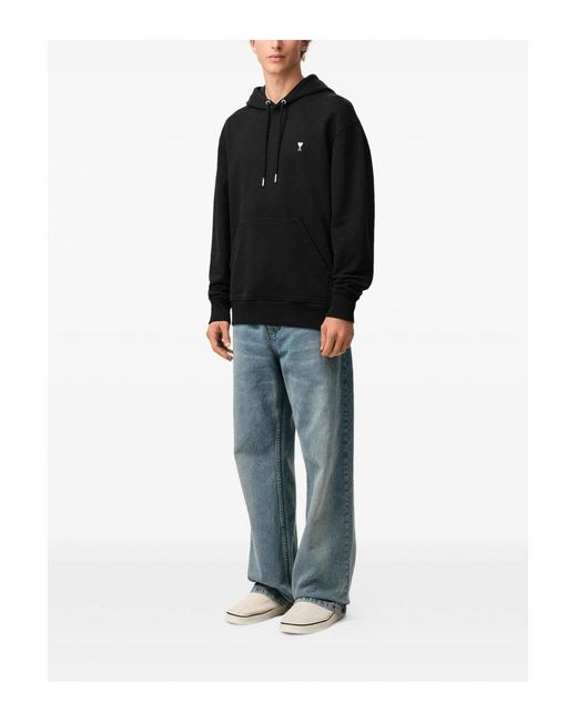 AMI Black Loopback Jersey Adc Hoodie for men