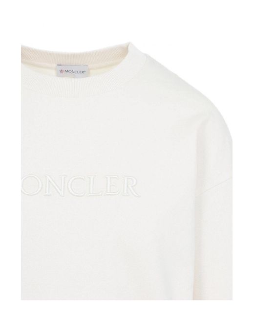Moncler White Logo Patch Crewneck Sweatshirt
