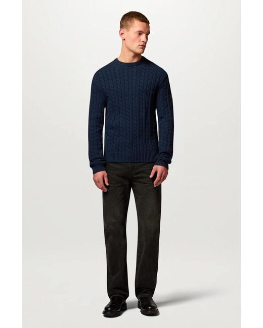 Belstaff Blue Westport Crewneck Sweater for men
