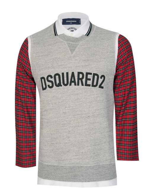 DSquared² Gray Dsquared Layered Up Sweatshirt for men