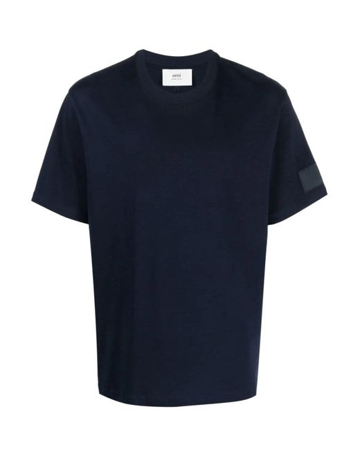 AMI Blue Fade Out Patch Logo T Shirt for men