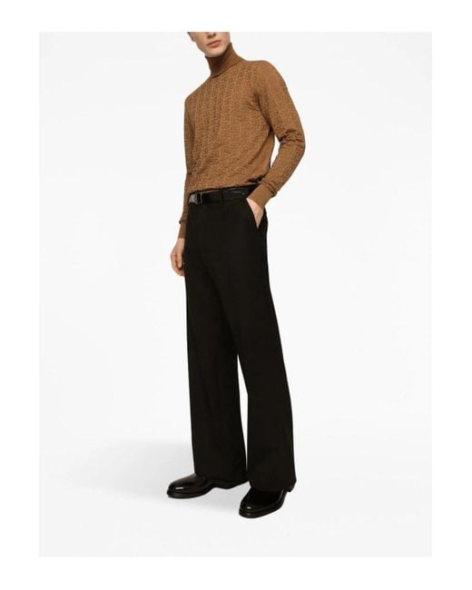 Dolce & Gabbana Woven Roll Neck Sweater Camel Brown for men