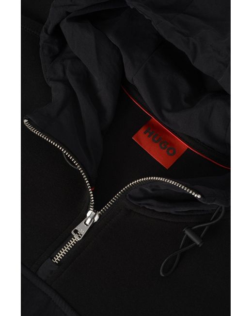 HUGO Black Doregano Hooded Top for men