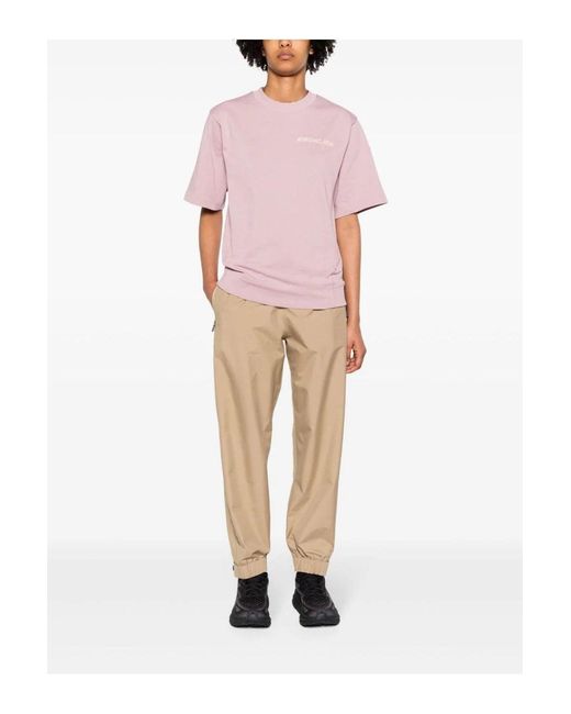 Moncler Pink Branded Cotton T Shirt