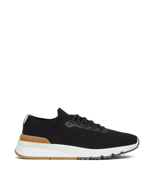 Brunello Cucinelli Black Stretch Knit Sneakers for men