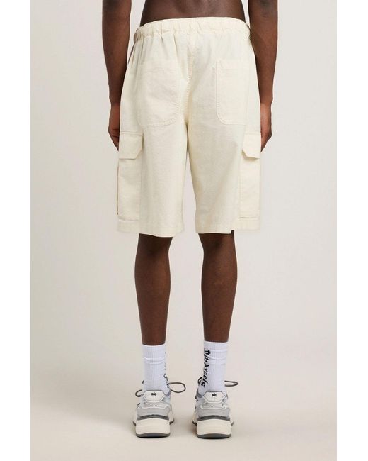 Palm Angels White Curved Logo Loose Cargo Shorts for men
