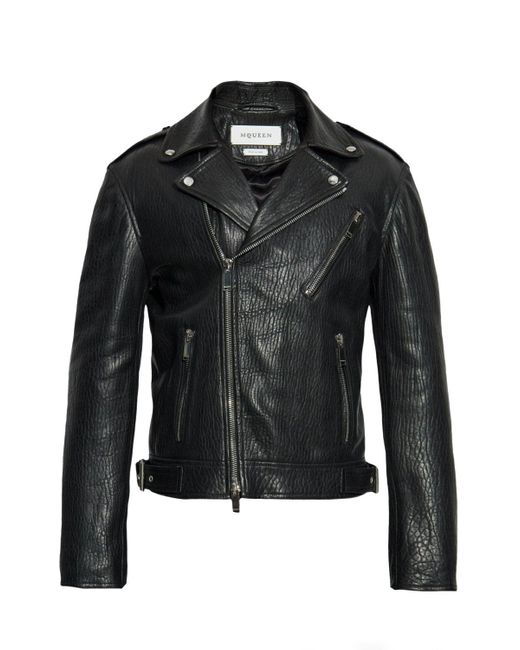 McQueen Black Leather Jacket for men