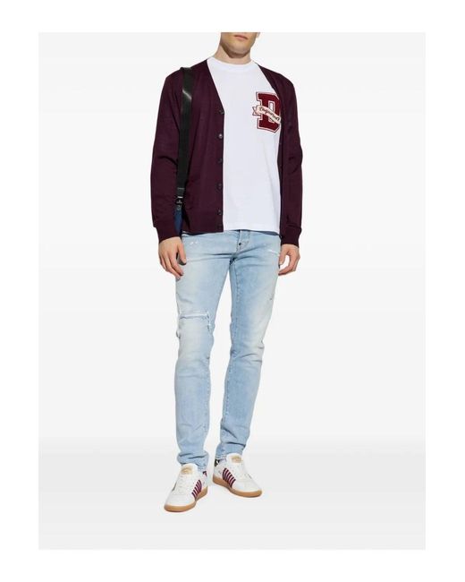 DSquared² White Branded Loose Fit T Shirt for men