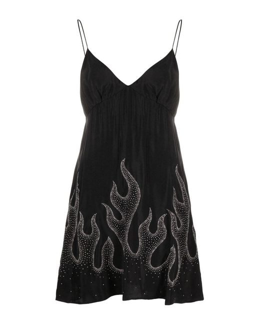 Palm Angels Black Women's Studded Burning Dress