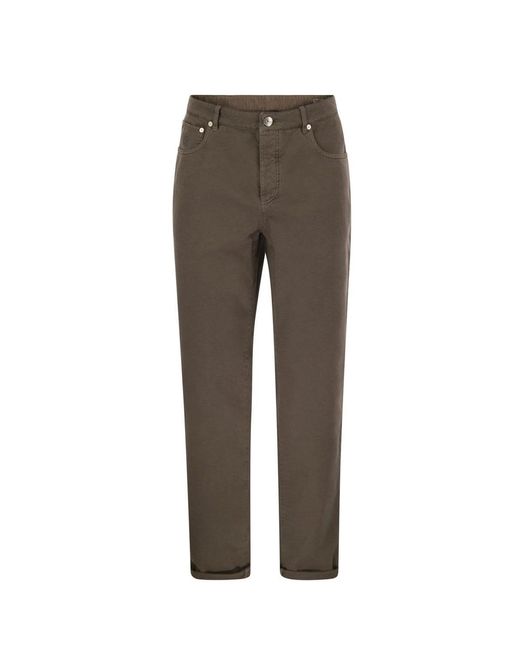 Brunello Cucinelli Gray Cotton Chinos for men