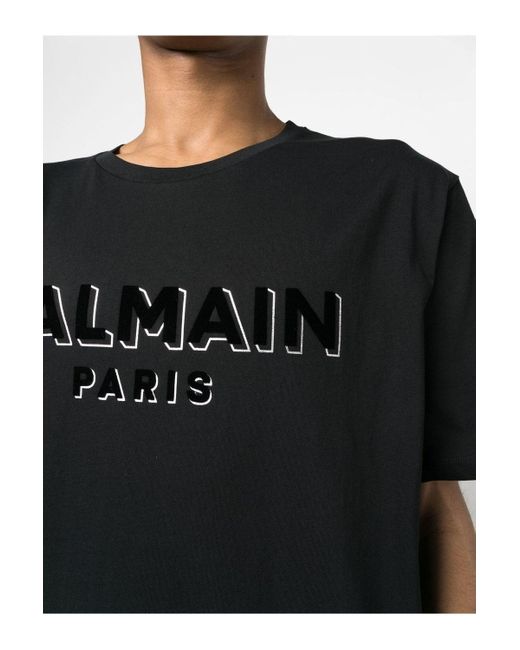 Balmain Bulky Fit Flock Foil T-shirt Black for men
