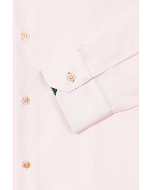 Paul Smith Pink Stripe Cuff Tailored Cotton Shirt for men