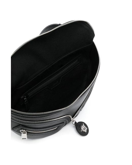 Versace Black Calf Leather Belt Bag for men