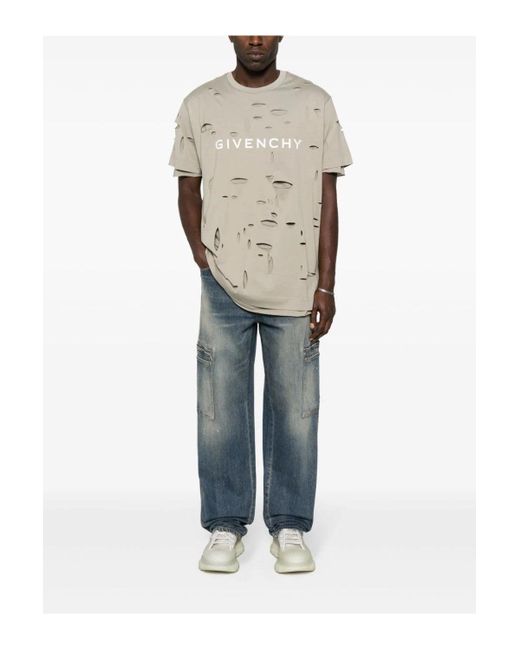 Givenchy Blue Distressed Zip Pocket Jeans for men