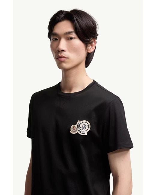 Moncler Black Double Logo T Shirt for men