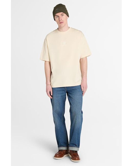 Timberland White Hampthon Stack Logo Tee for men