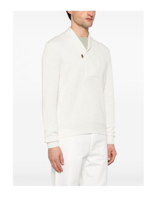 Tom Ford White Merino Silk Button Shawl Sweater for men