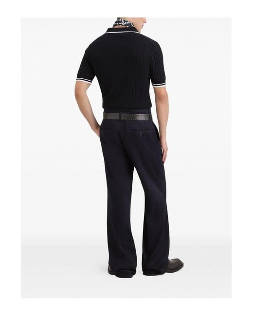 Dolce & Gabbana Black Knitted Trim Polo for men