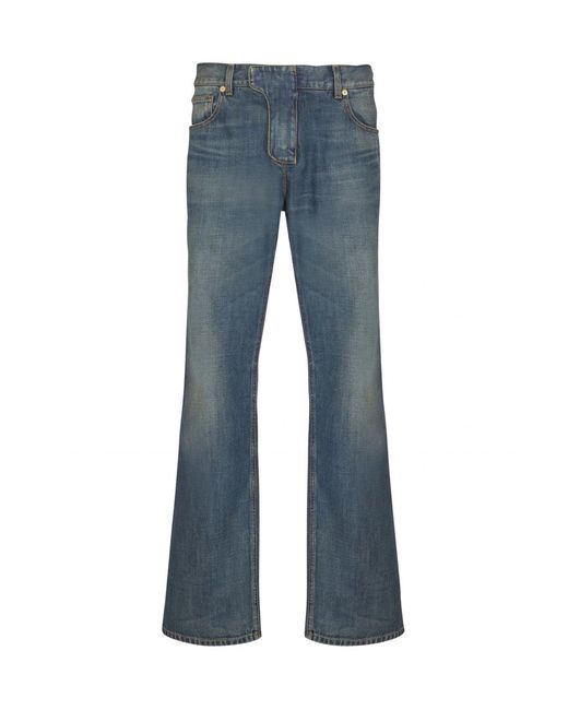 Balmain Blue Low Waist Denim Jeans for men