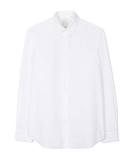 Paul Smith White Stripe Cuff Tailored Cotton Shirt for men