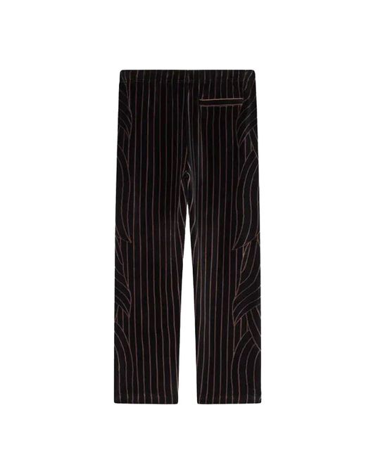KENZO Black Leaf Stripe Velvet Trackpants for men