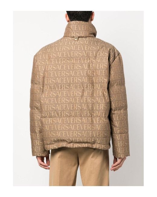 Versace Brown All Over Down Jacket for men