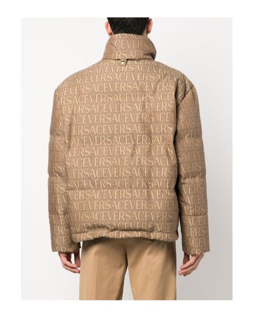 Versace Brown All Over Down Jacket for men